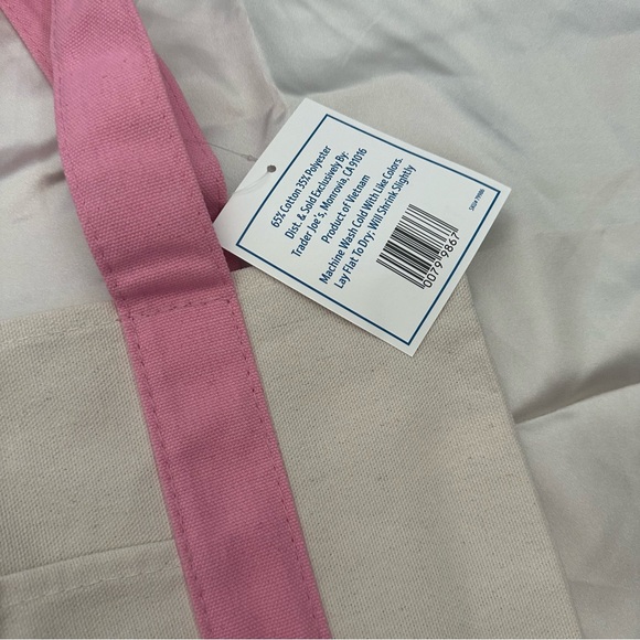 Limited Edition Trader Joe’s Pastel Pink and Cream Mini Canvas Tote Bag